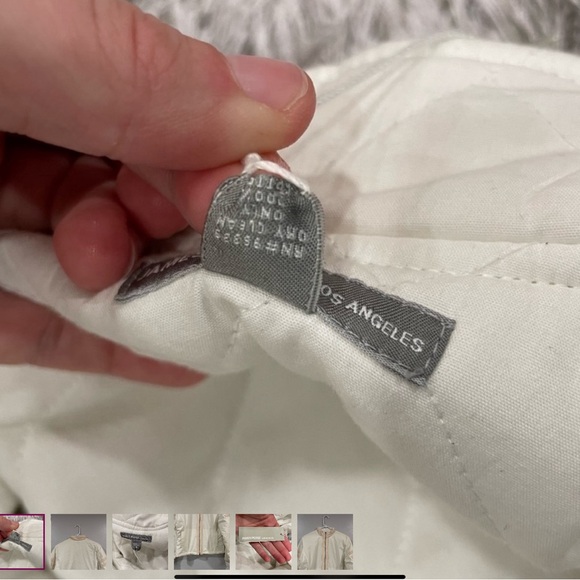 James Perse 100% Cotton Quilted Jacket Cream/ Off White Jacket W/ Tan Stripe NWT - Picture 6 of 8